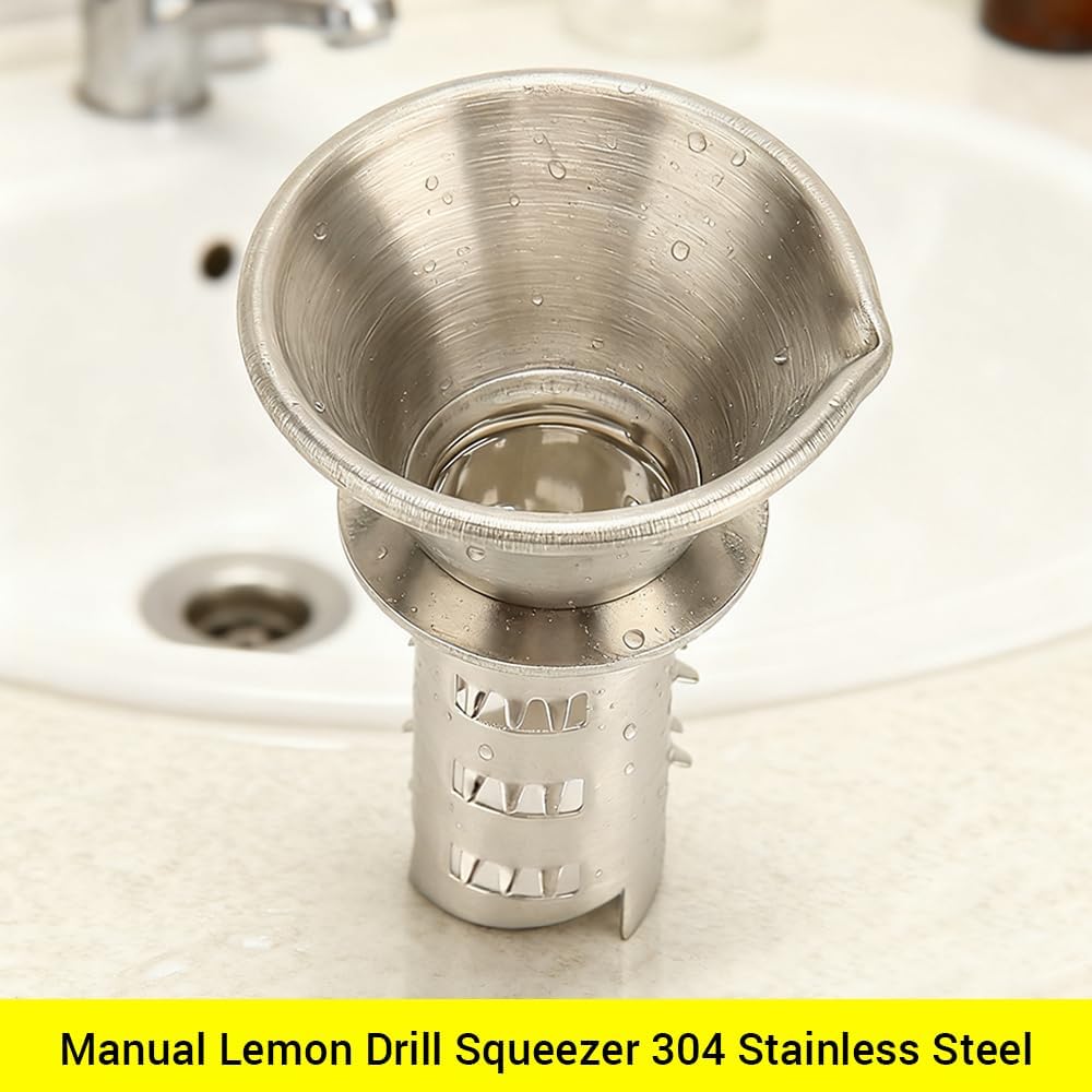 Manual Lemon Juicer, 304 Stainless Steel Mini Portable Thickened Hand Orange Squeezer for Home Kitchen Tools Easy to Clean Silver