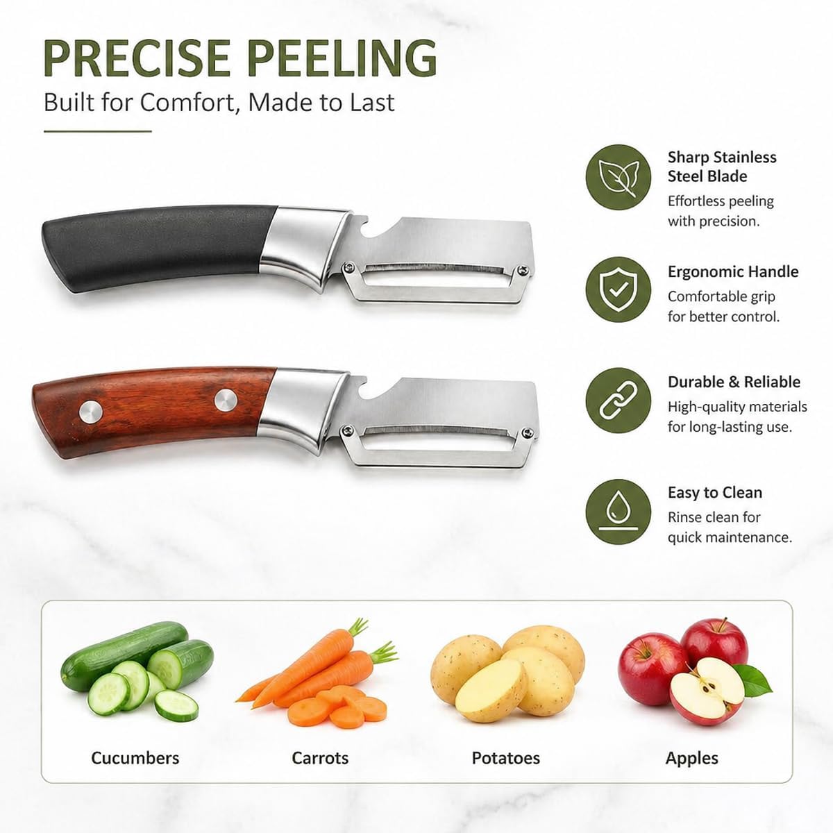 2026 New Multifunctional Vegetable Peeler with Bottle Opener, Kitchen 2 in 1 Handheld Stainless Steel Fruit Veggie Peeler for Fruit and Veggie (2 Pack)
