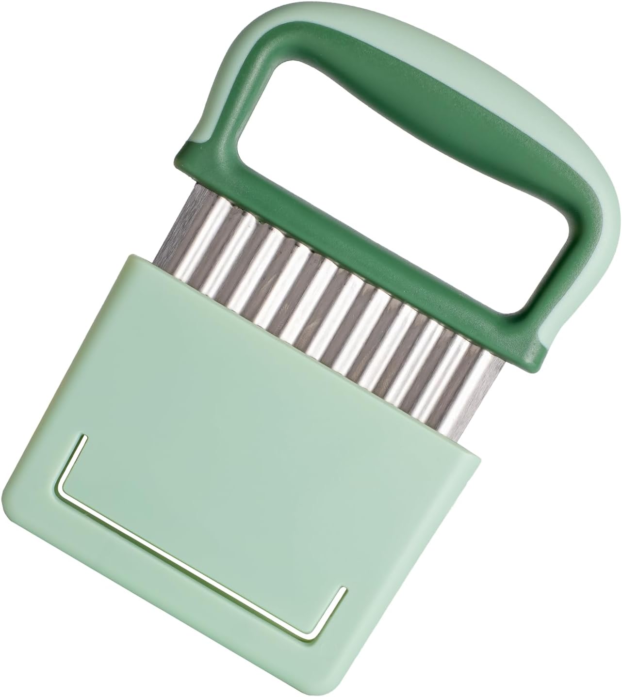 Crinkle cutter,Crinkle cutter for veggies,Stainless Steel Wave Cutter with Protective Case and Handle - Potato Chopper, Carrot Slicer, French Fry Cutter, Onion Chopping Knife (Green)
