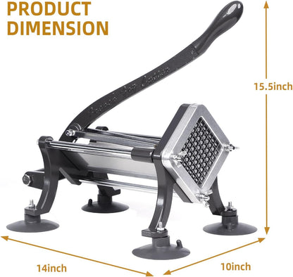 French Fry Cutter Commercial Potato Slicer with Suction Feet Complete Set, Includes 1/4", 3/8",1/2"