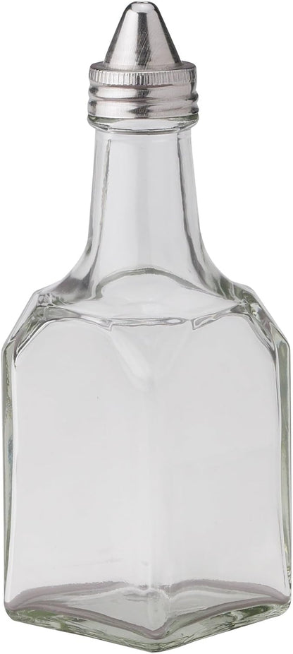HIC Kitchen Square Cruet with Spout, Glass and Stainless Steel, 5.5-Ounces