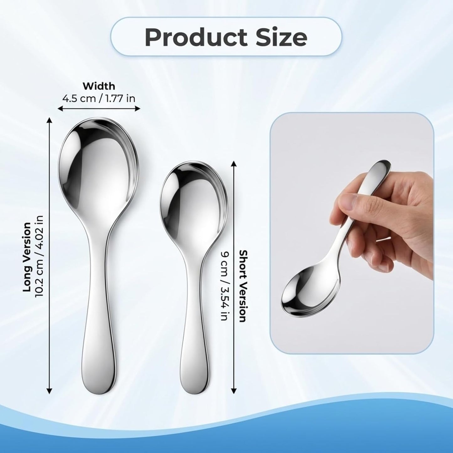 4 PCS Stainless Steel Coffee Scoop Set, Silver Thickened Small Round Spoon with Long and Short Handles For Salt Condiments Dessert Tea Coffee