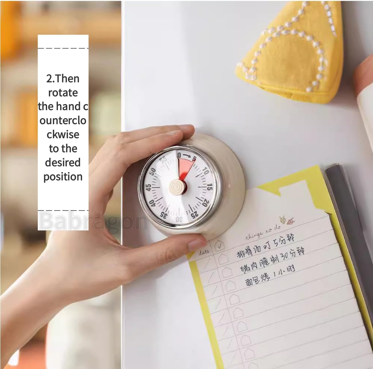 Kitchen Timer, Magnetic Visual Countdown Timer with Loud 72dB Alarm Mechanical Analog Dial for Cooking Baking Home Gym Office
