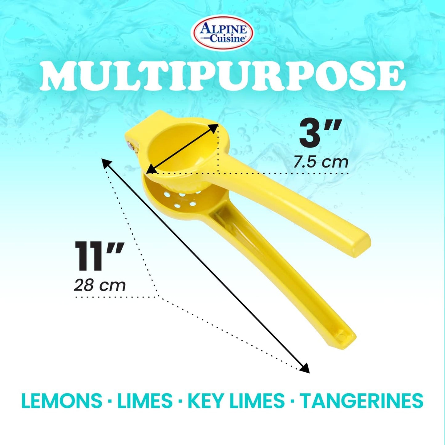 Alpine Cuisine Orange Squeezer with hook - Handheld Aluminum Citrus Juicer, Manual Citrus Juicer press, Orange & Lemon Press - Kitchen Tools and Gadgets for Making Fresh Juice - 9.1 x 3.5 Inches