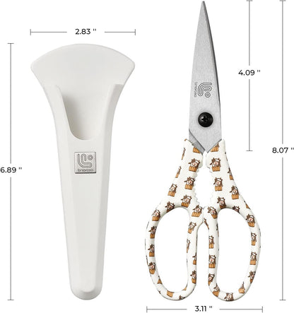 Linoroso Kitchen Scissors All Purpose Kitchen Shears with Magnetic Holder, Heavy Duty Scissors Shears Dishwasher Safe, Come Apart Food Scissors for Meat, Poultry, Cooking, BBQ, Vegetable, Herbs, Black