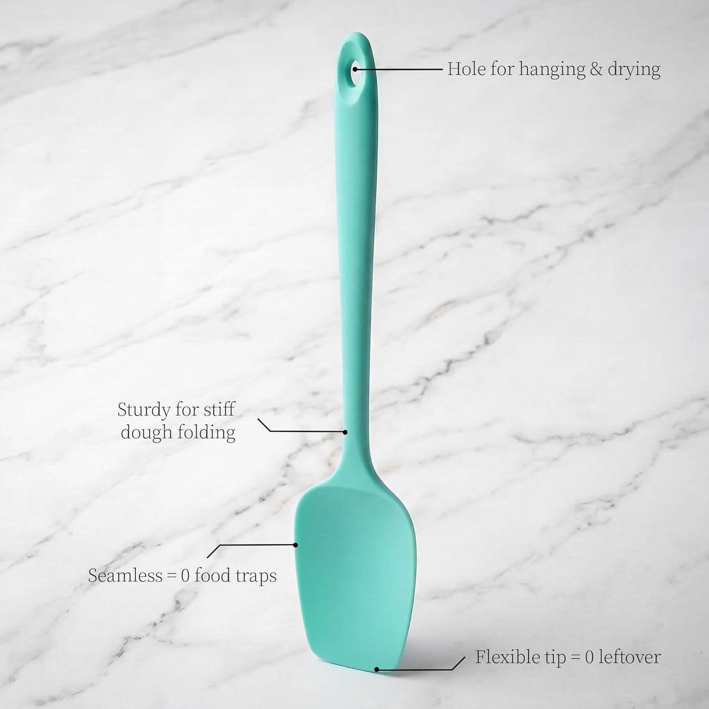 600ºF Heat Resistant Spatulas, High Heat Food Safe Semless Kitchen Silicone Scraper Set for Cooking Baking Mixing Scraping Stirring Nonstick Cookware Pan Bowl (2Pcs,Aqua Sky)