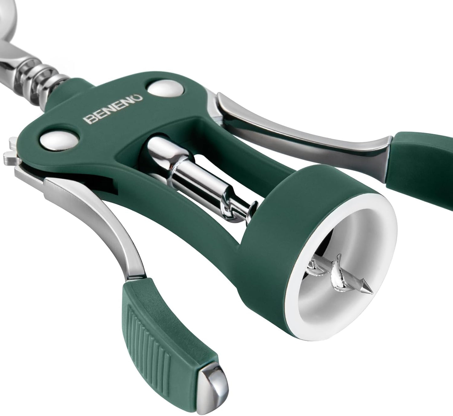 Beneno Wine Opener, Zinc Alloy Premium Wing Corkscrew with Multifunctional Bottles Opener, Sharp Wine Corkscrew with Ergonomic Non-Slip Wing Handle, Silver