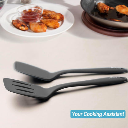 Silicone Spatula Turner Set, High Heat Resistant Spatulas with Seamless One Piece Design, Nonstick Rubber Flippers Utensils for Baking & Cooking,BPA-Free, Starry Blue,11IN