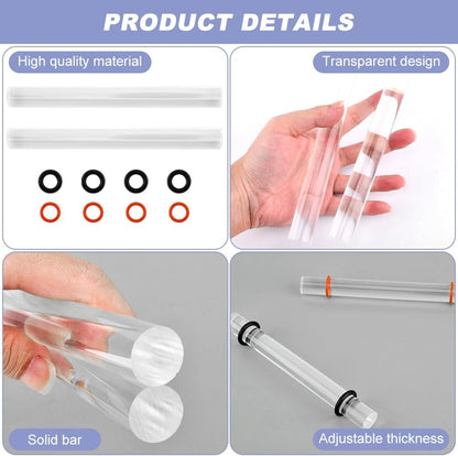 Polymer Clay Tools, 2Pcs Acrylic Rolling Pin with Thickness Rings Kit, Air Dry Clay Tools Clear Slab Roller Supplies Art Craft DIY Tool
