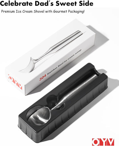 OYV Stainless Steel Ice Cream Scoop, Ergonomically Designed Handle for Comfort, Heavy Duty Ice Cream Scooper, One-Piece Design Ice Cream Scoops, Dishwasher Safe