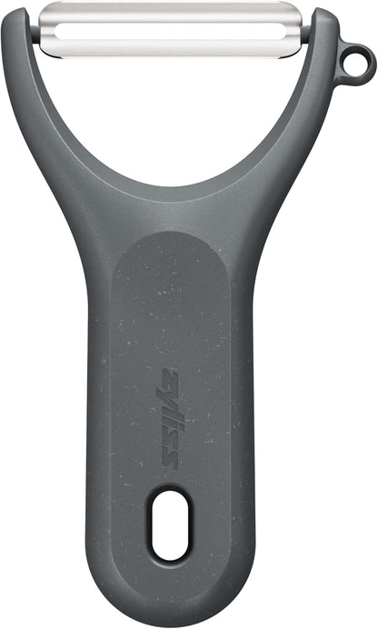 Zyliss Swivel Peeler – Ultra-Sharp Stainless Steel Blade for Potatoes, Carrots & Soft Fruits – Ergonomic Wheatstraw Grip – Built-in Eye Cutter & Safety Cover – Dishwasher Safe – Vegetable Peeler