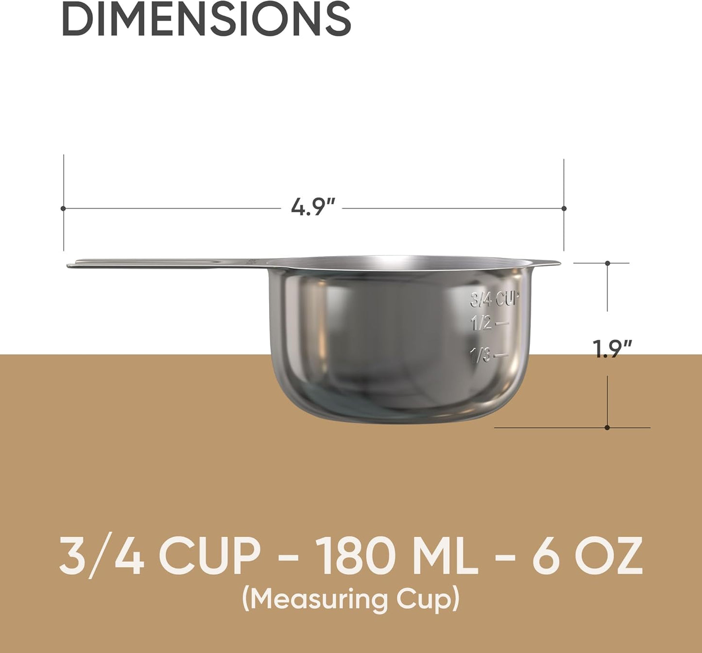Color Up 2 Cup Measuring Cup, 480ml Stainless Steel Metal, Easy-Pour Spouts, Engraved Markings, Flat Base, Dishwasher Safe, for Dry and Liquid Ingredients