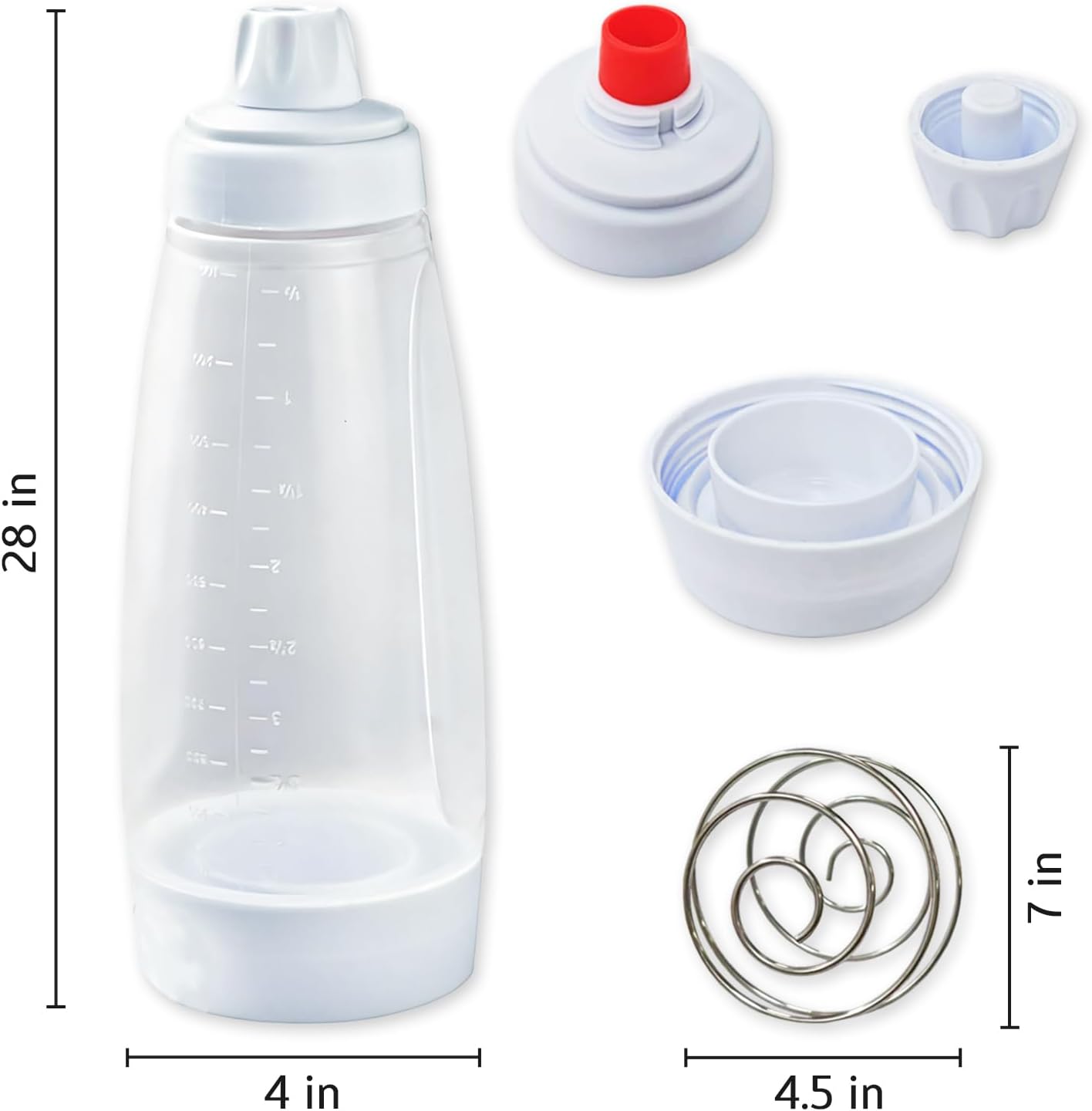 Pancake Batter Dispenser with Blender Balls,2 Pack Batter Mixer and Dispenser with Whisk Ball,Kitchen Pancake Shaker Batter Dispenser Bottle Baking Tool for Cupcakes, Muffins, Crepes, White