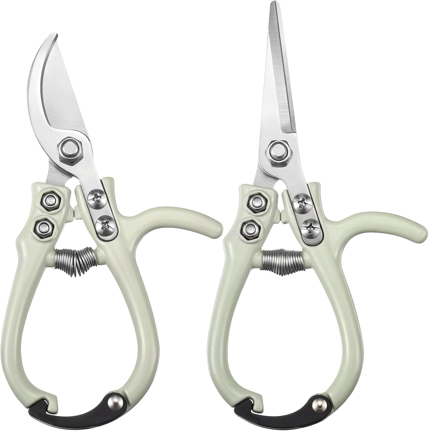 Plant Scissors with Lock 2 Pack, 6'' Bypass Hand Pruner & 6.7" Precision Garden Scissors Rust Resistant Hand Sprout Pruning Shears Gardening Tools for Herbs, Plants