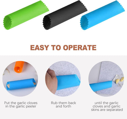 3 Pcs Silicone Garlic Peeler Tube Roller Manual Garlic Skin Remover Tool for Easy Peeling Sturdy Kitchen Gadget for Home Cooking Dishwasher