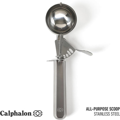 Calphalon Cookie Scoop, Stainless Steel Trigger Scoop for Cookie Dough, Ice Cream & Batter, Portion Control Kitchen Scoop with Release Mechanism, Taupe