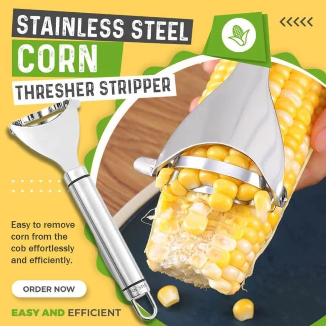 3Pcs Silver Magic Corn Cutter Peeler, corn peeler, Stainless Steel Corn Thresher, Corn Stripper Cob Stripper Tool, Corn Peeler with Ergonomic Handle, Graters, Peelers and Slicers