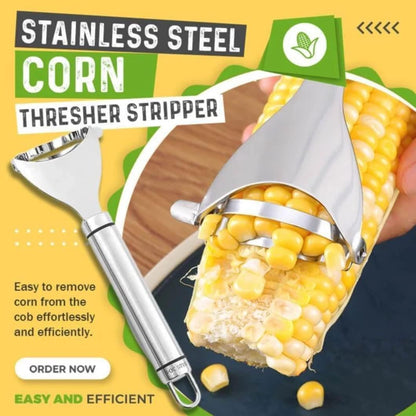 3Pcs Silver Magic Corn Cutter Peeler, corn peeler, Stainless Steel Corn Thresher, Corn Stripper Cob Stripper Tool, Corn Peeler with Ergonomic Handle, Graters, Peelers and Slicers
