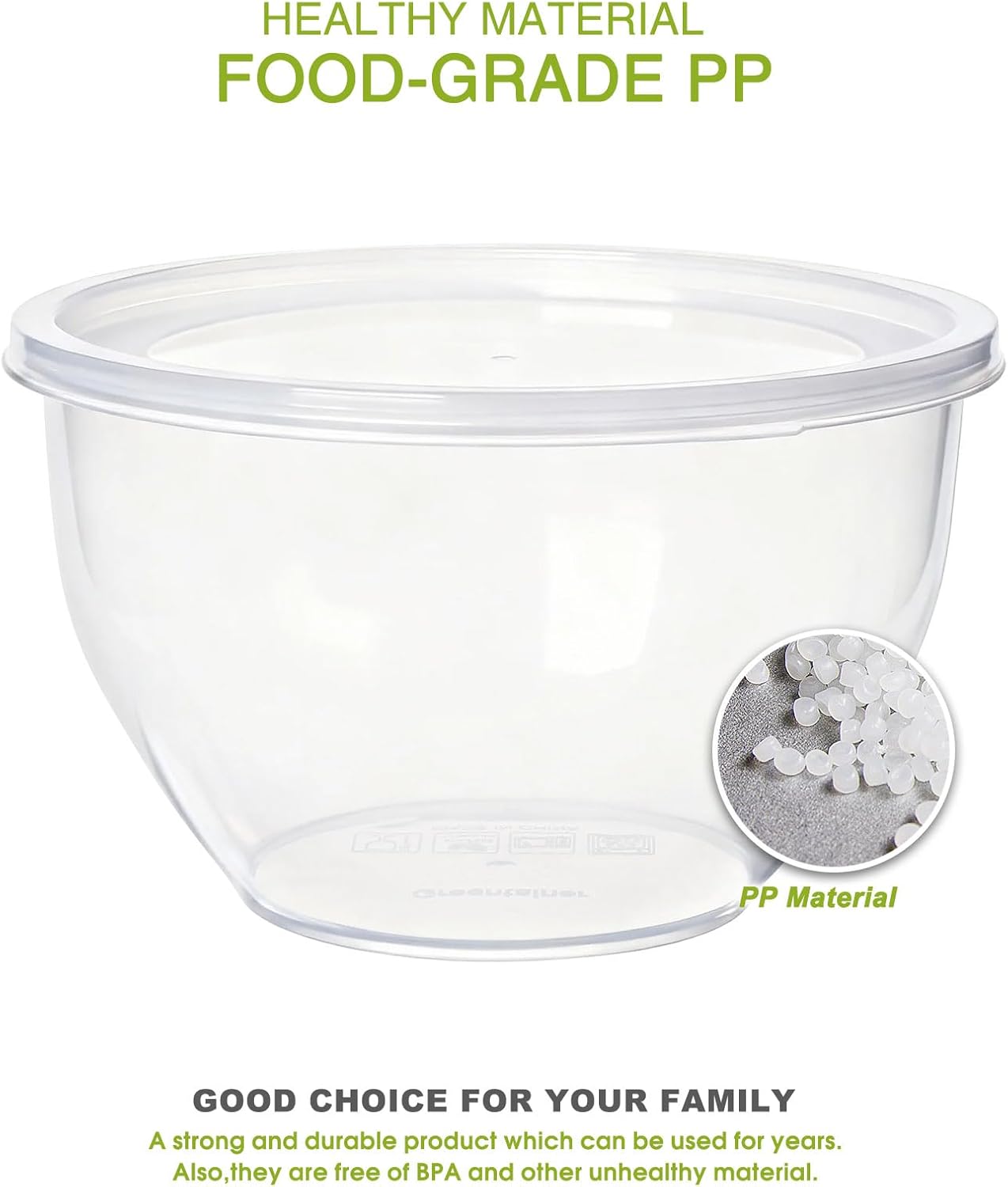 Greentainer Plastic Mixing Bowls with Lids Set for Kitchen, 5 Set Nesting Bowls for Mixing, Baking, Prepping, Cooking and Serving Food, Mixing Bowls Dishwasher, Microwave Safe