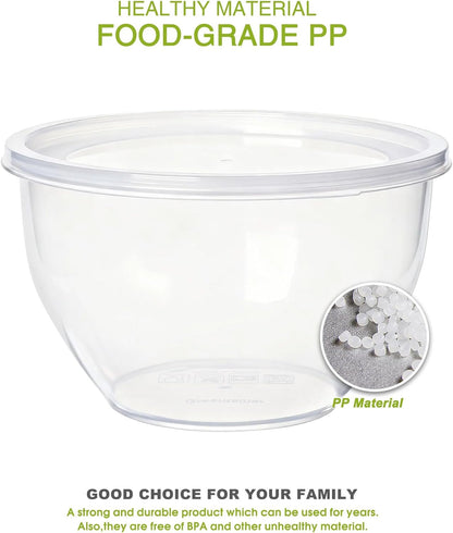 Greentainer Plastic Mixing Bowls with Lids Set for Kitchen, 5 Set Nesting Bowls for Mixing, Baking, Prepping, Cooking and Serving Food, Mixing Bowls Dishwasher, Microwave Safe