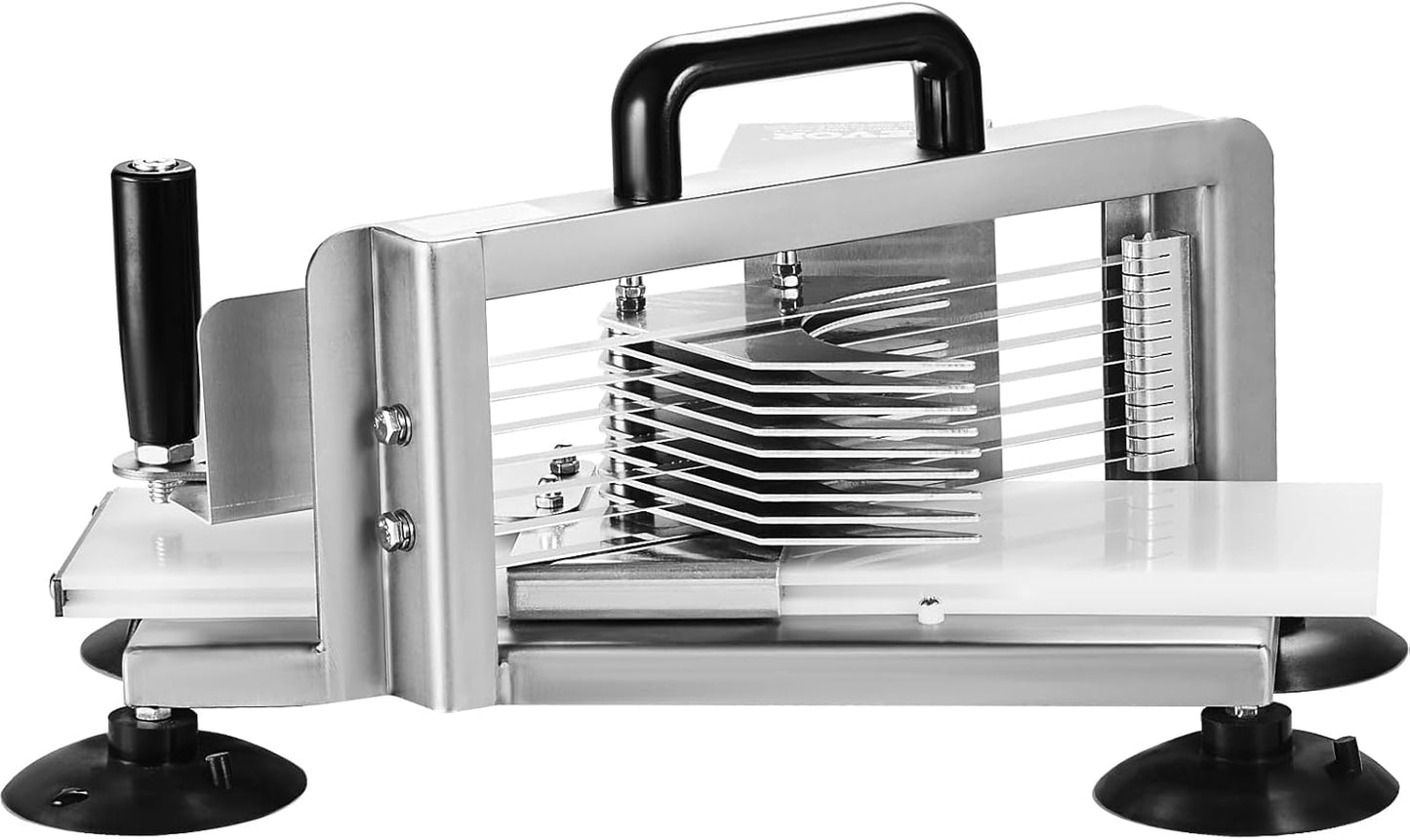 Happybuy Commercial Tomato Slicer, 3/16 inch Cutter, Stainless Steel, Manual with Non-slip Feet, for Various Veggies & Fruits