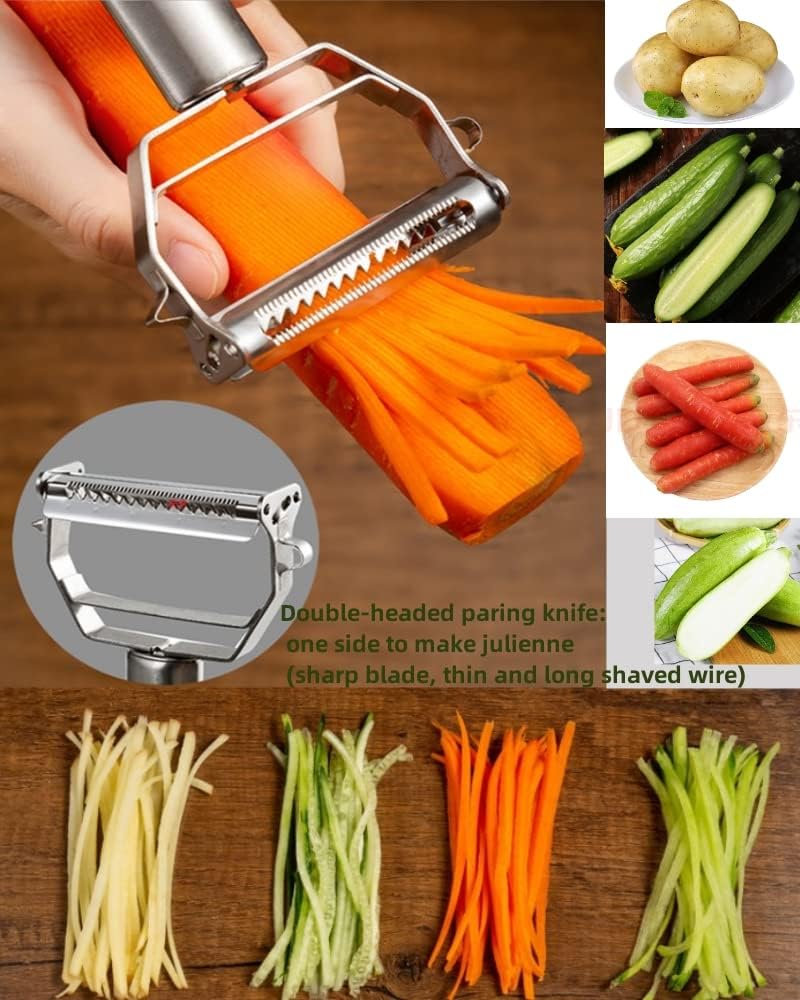 Vegetable Peeler, Julienne Peeler, Double-Sided Blade Fruit Peeler, Vegetable and Fruit Slicer, Potato Peelers, Y-Shaped Stainless Steel Peeler
