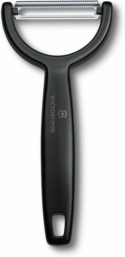 Victorinox Ypso Peeler for Vegetables, Fruits, Serrated Edge, Extra Sharp, Swiss Made, Black