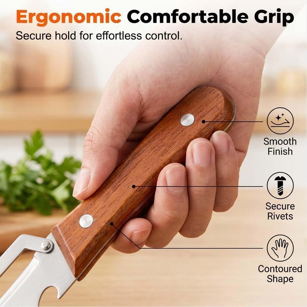 Multifunctional Vegetable Peeler for Kitchen, 2026 New 2 in 1 Stainless Steel Peeler with Wooden Handle and Bottle Opener, Wooden Handle Peeler Ultra-Sharp Kitchen Tool for Fruits and Vegetables(2Pcs)