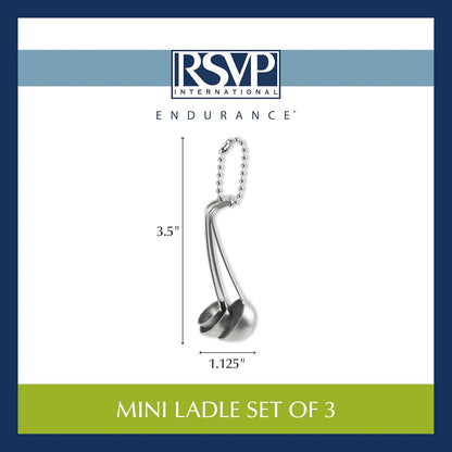 RSVP International Endurance Kitchen Collection Measuring Tools, Dishwasher Safe, Mini Ladles, 3 Piece, Stainless Steel
