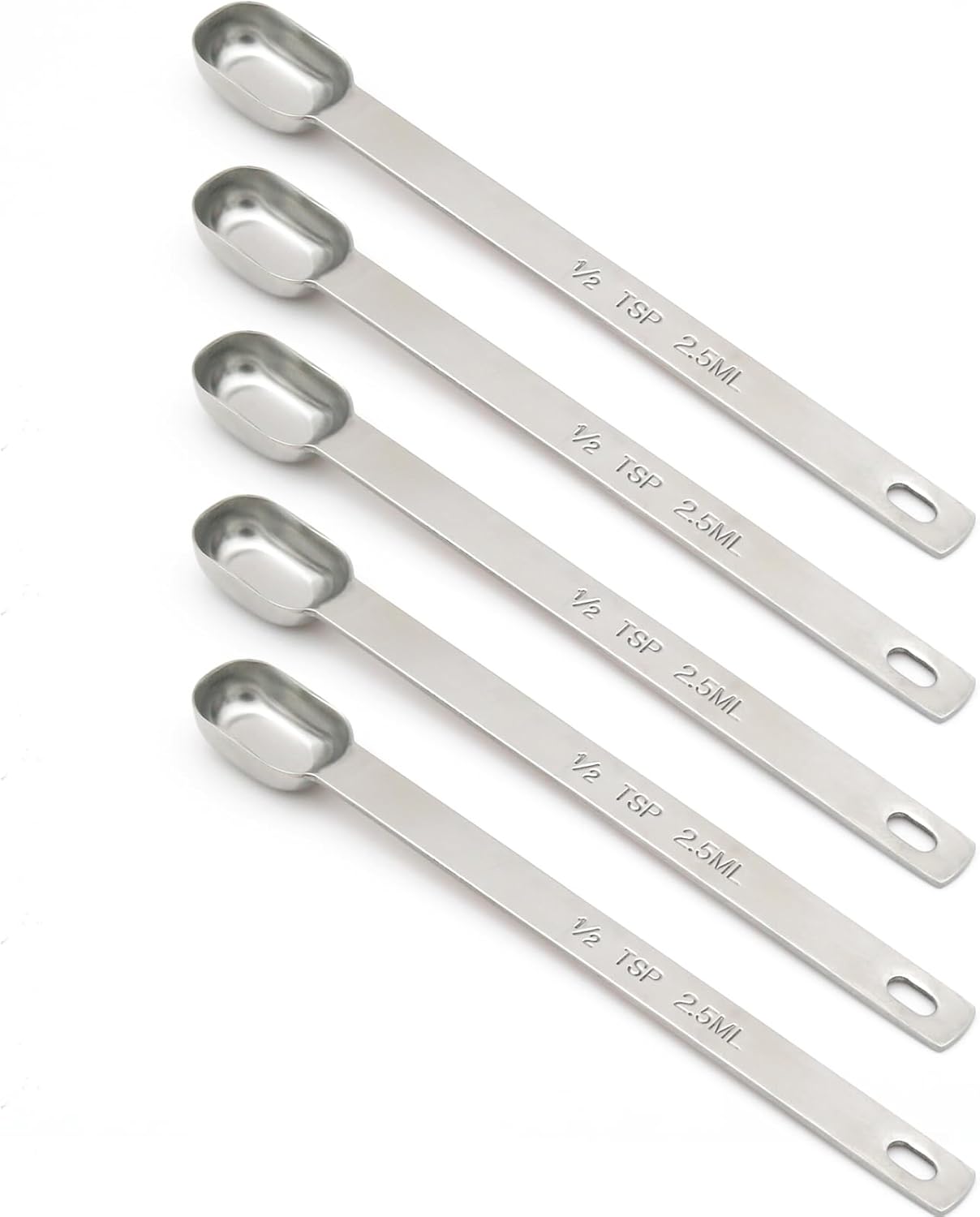 2PCS 1tsp (1/3tbsp, 5ml) Single Measuring Spoon, Stainless Steel Long Handle Individual Teaspoons Only