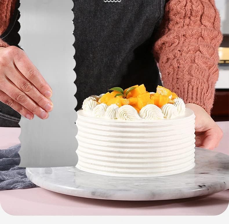 8.6 Inch Stainless Steel Cake Scraper Metal Scraper for Cake Smoother Leveler Scraper Cake Decorating Comb Cake Cutter for Mousse Butter Cream