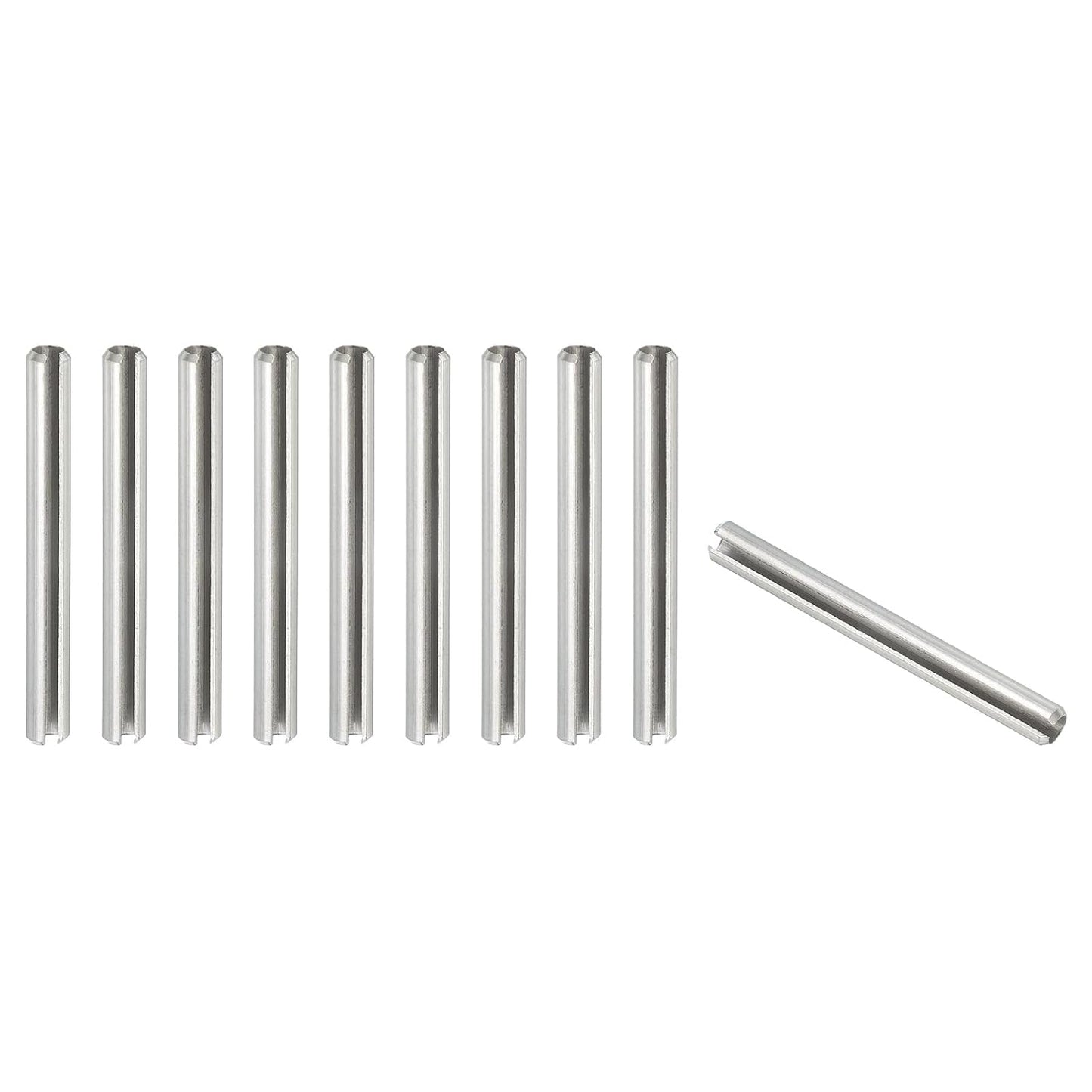 PATIKIL Slotted Spring Pin, 50 Pcs 1/8" x 3/4" (3.2mm x 20mm) 304 Stainless Steel Split Roll Pins Spring Dowel for Home Improvement Automotive Machine Repair, Silver - Colors A
