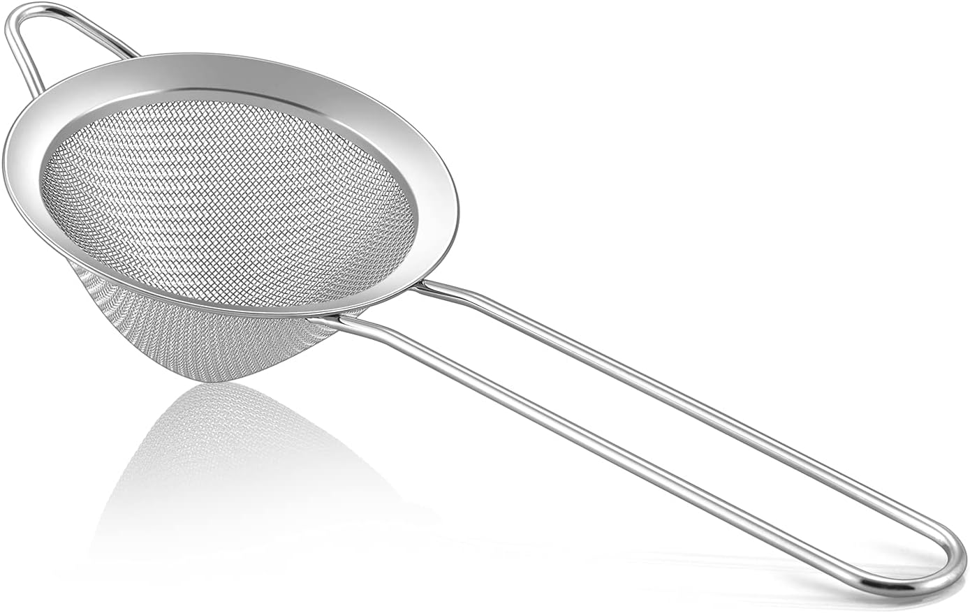 TeamFar Fine Mesh Strainer Set of 2, 3.3’’ Stainless Steel Small Conical Cone Mesh Tea Strainer for Cocktails Coffee Juice Tea, Healthy & Easy Clean, Long Handle & Hanging Loop, Silver