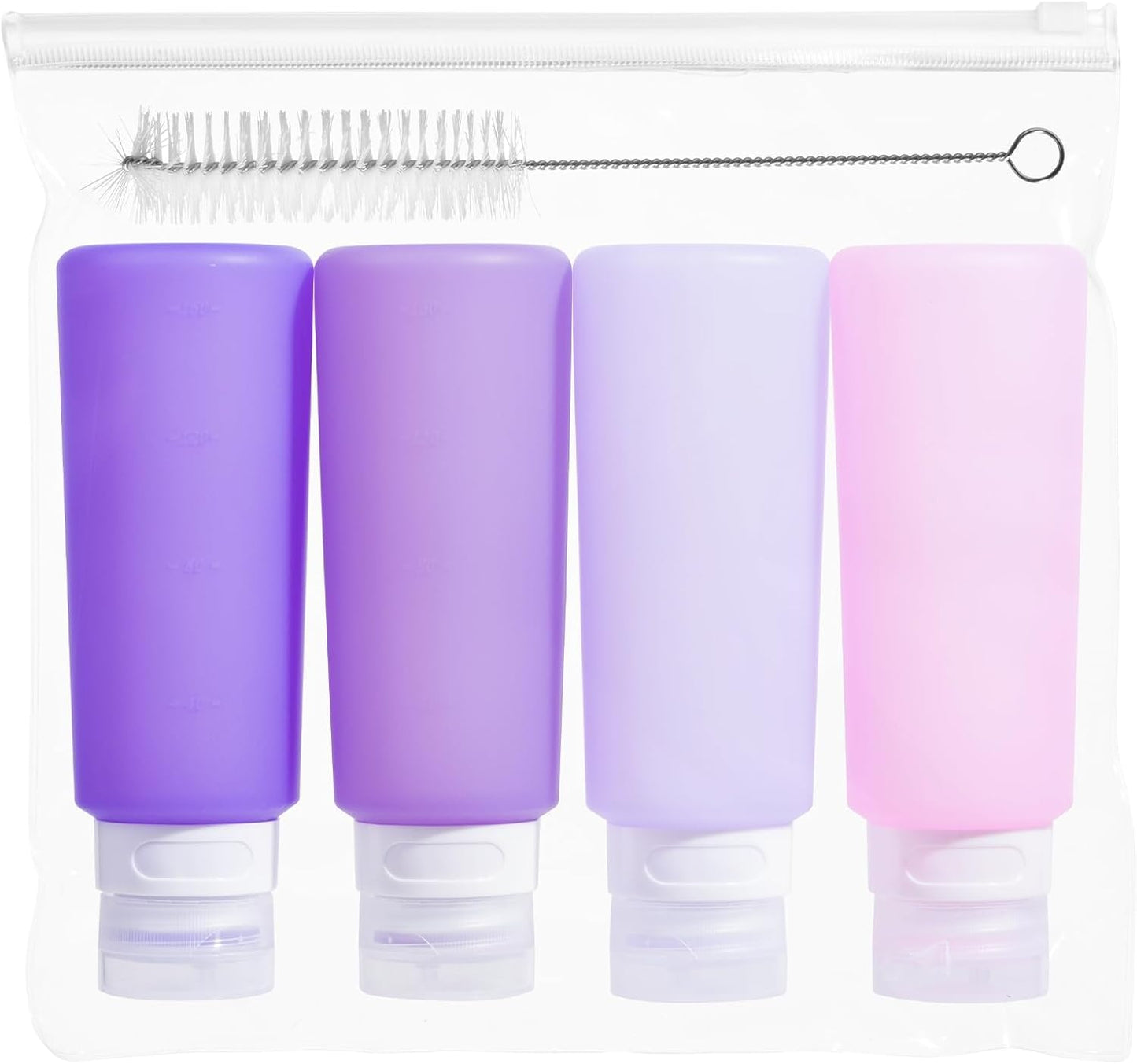 MICEBAY Condiment Squeeze Bottles for Sauces, 2-oz Mini Silicone Salad Dressing Container to Go with Reusable Sandwich Bag, Leakproof Ketchup Bottle for Bento Lunch Box, 4 Pack, Candies
