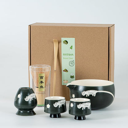 Matcha Whisk Set, Cute Strawberry Matcha Bowl Set with 2 Cups, Bamboo Whisk, Scoop & Holder, Matcha Kit Gift for Tea Lovers and Tea Ceremony, Birthday, Anniversary