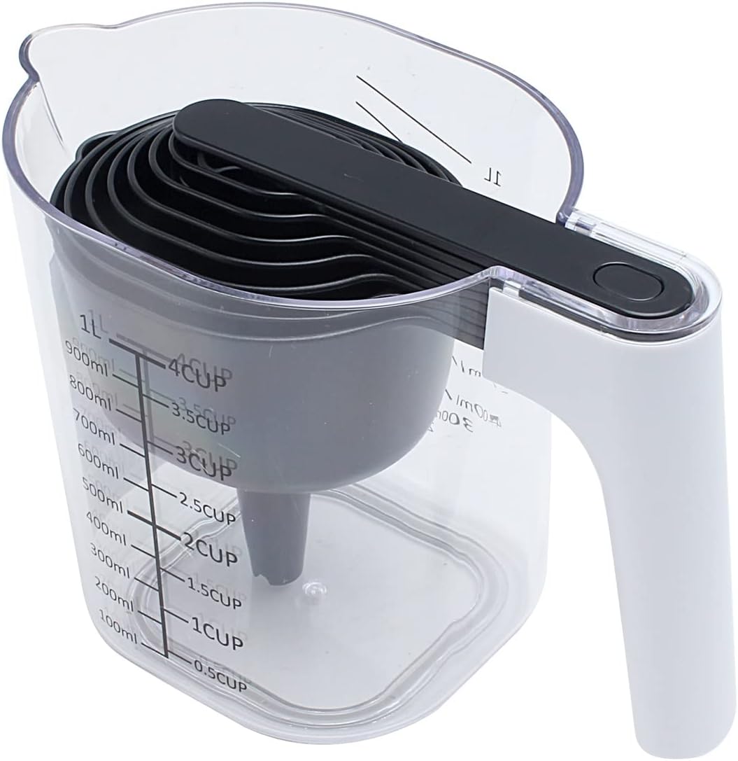 COOK WITH COLOR Measuring Cup Set - 9 PC. Nesting Stackable Liquid Measure Cup, Dry Measuring Cups and Spoons with Funnel and Scraper (Pastel)