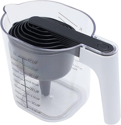COOK WITH COLOR Measuring Cup Set - 9 PC. Nesting Stackable Liquid Measure Cup, Dry Measuring Cups and Spoons with Funnel and Scraper (Pastel)