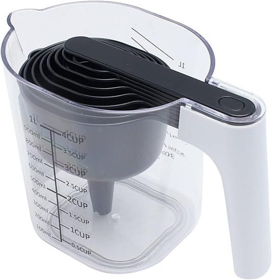 COOK WITH COLOR Measuring Cup Set - 9 PC. Nesting Stackable Liquid Measure Cup, Dry Measuring Cups and Spoons with Funnel and Scraper (Pastel)