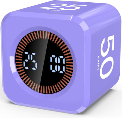 Digital Pomodoro Timer Cube 5/10/25/50min, Visual Productivity Flip Timer for Kids Classroom Desk, Custom Countdown, Silent and Sound Mode for ADHD Study Work Game Kitchen (Orange)