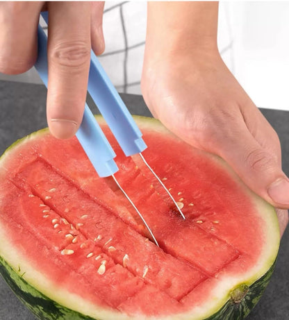 4 in 1 Melon Baller Set with Watermelon Slicer, Ice Cream Scoop & Knife, Stainless Steel, Blue