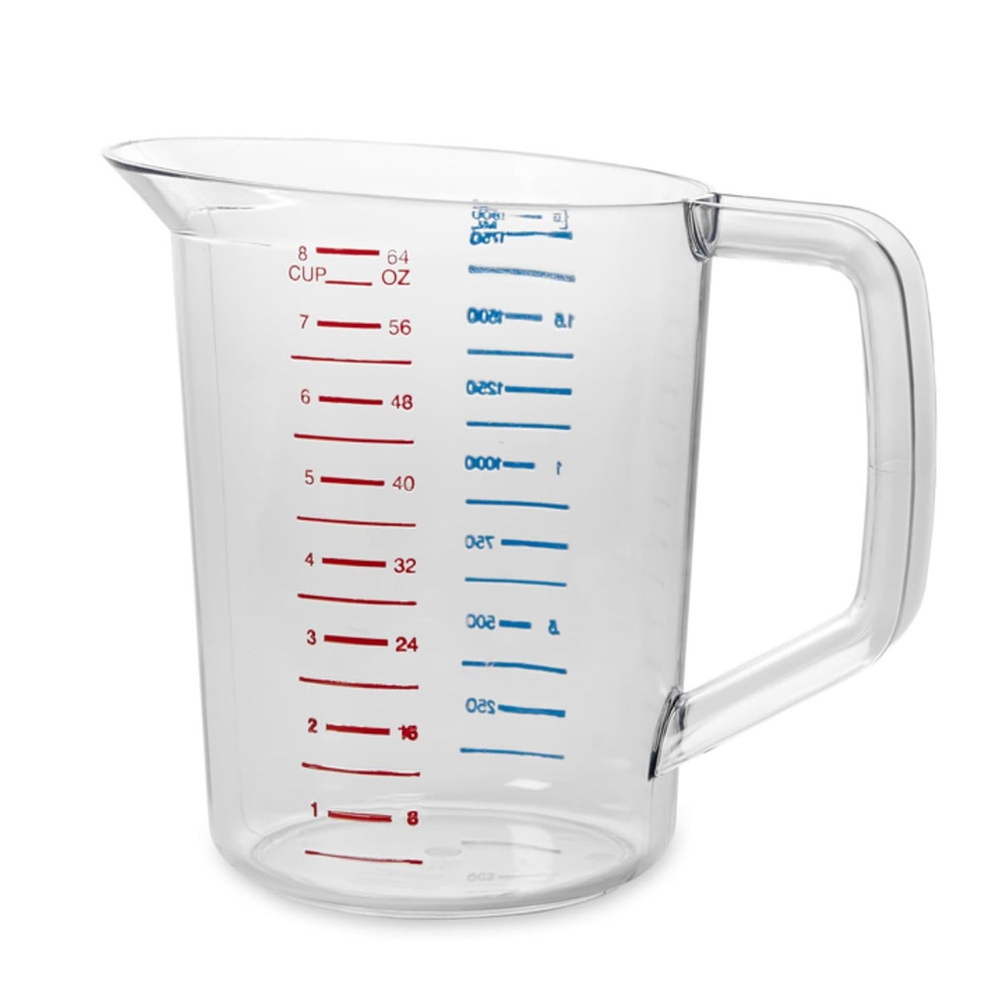 Rubbermaid Commercial Products Bouncer Clear Measuring Cup 2-Cup/0.5-Quart Clear Strong Food Grade Easy Read for Liquid/Dry Ingredients for Home/Professional Kitchen