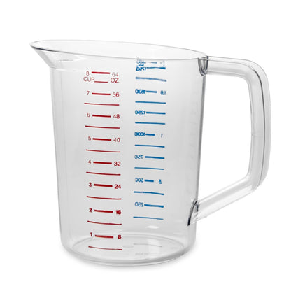 Rubbermaid Commercial Products Bouncer Clear Measuring Cup 2-Cup/0.5-Quart Clear Strong Food Grade Easy Read for Liquid/Dry Ingredients for Home/Professional Kitchen