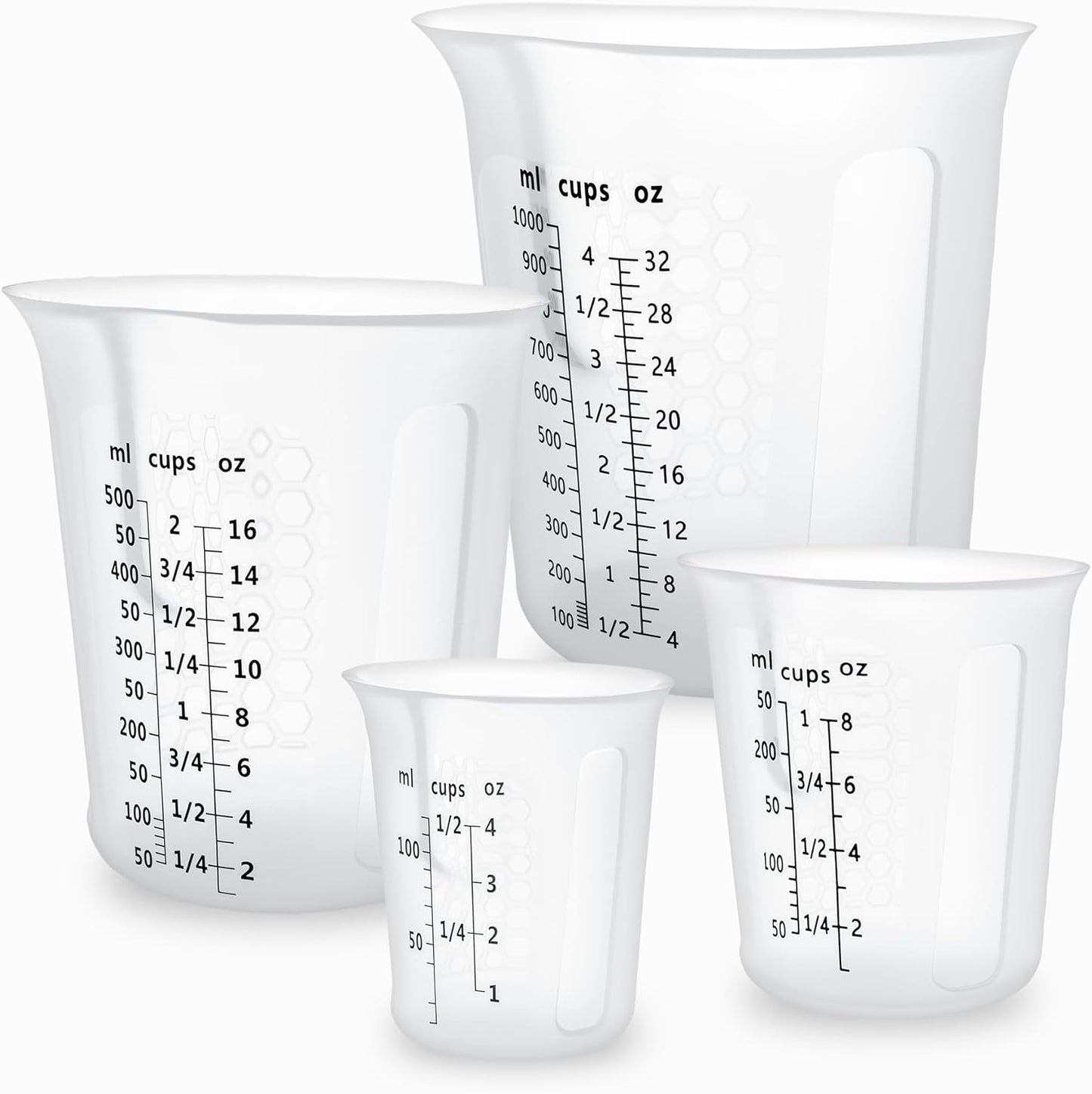 Silicone Measuring Cups Set 125ml + 250ml + 500ml for Cooking Reusable Baking Supplies Silicone Flexible Melting Measure Cup for Butter, Chocolate