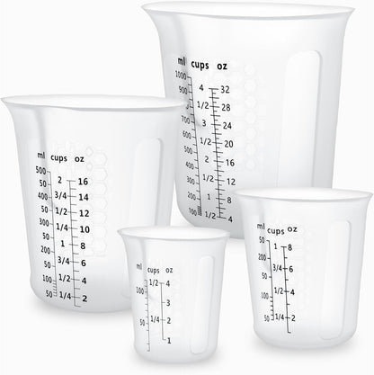 Silicone Measuring Cups Set 125ml + 250ml + 500ml for Cooking Reusable Baking Supplies Silicone Flexible Melting Measure Cup for Butter, Chocolate