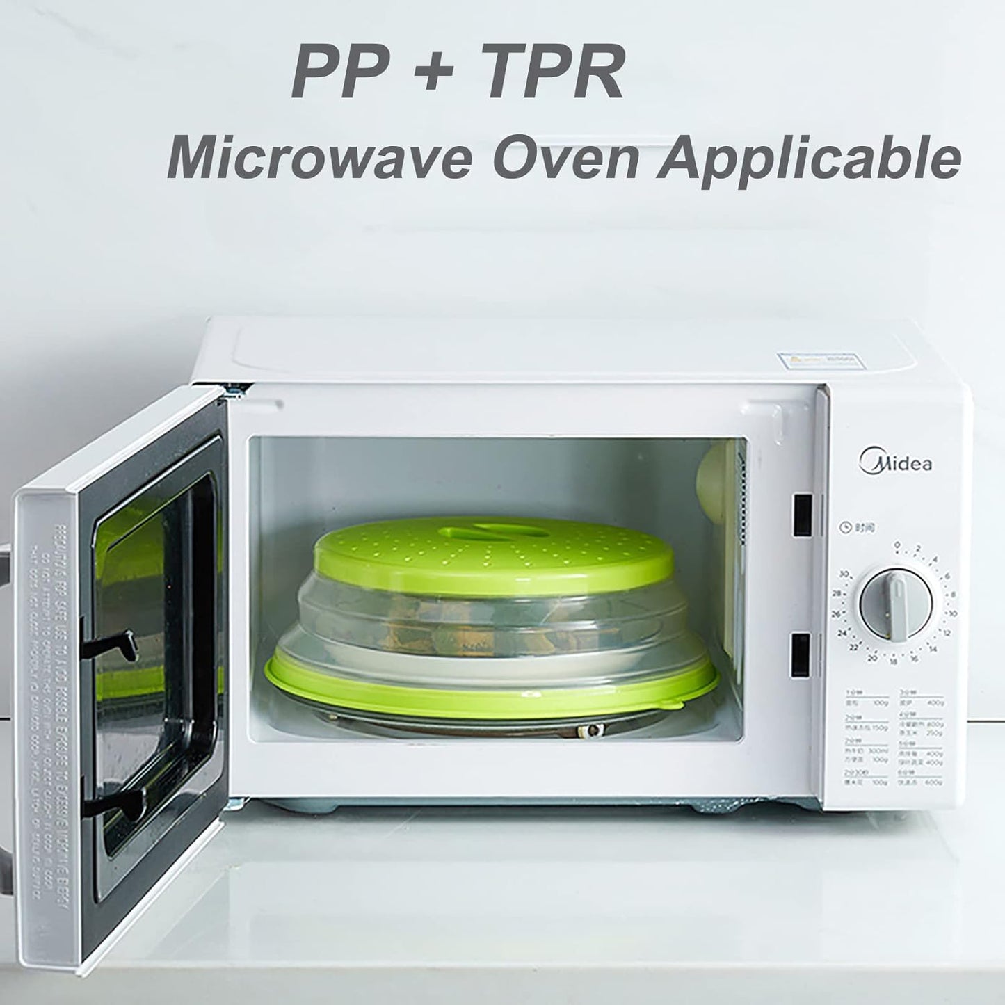 2 Pack Upgraded Collapsible Microwave Lid, Vented Microwave Splatter Cover, 10.5 inches Plate Cover with Hook Hole, Vegetable Fruit Colander Multi-function Kitchen Gadget