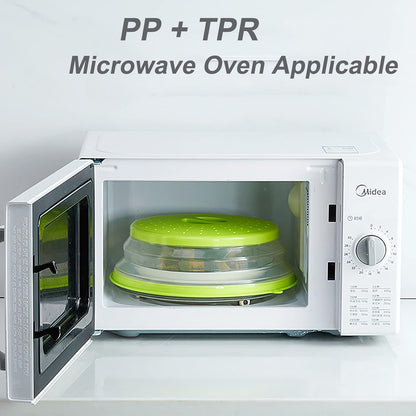 2 Pack Upgraded Collapsible Microwave Lid, Vented Microwave Splatter Cover, 10.5 inches Plate Cover with Hook Hole, Vegetable Fruit Colander Multi-function Kitchen Gadget