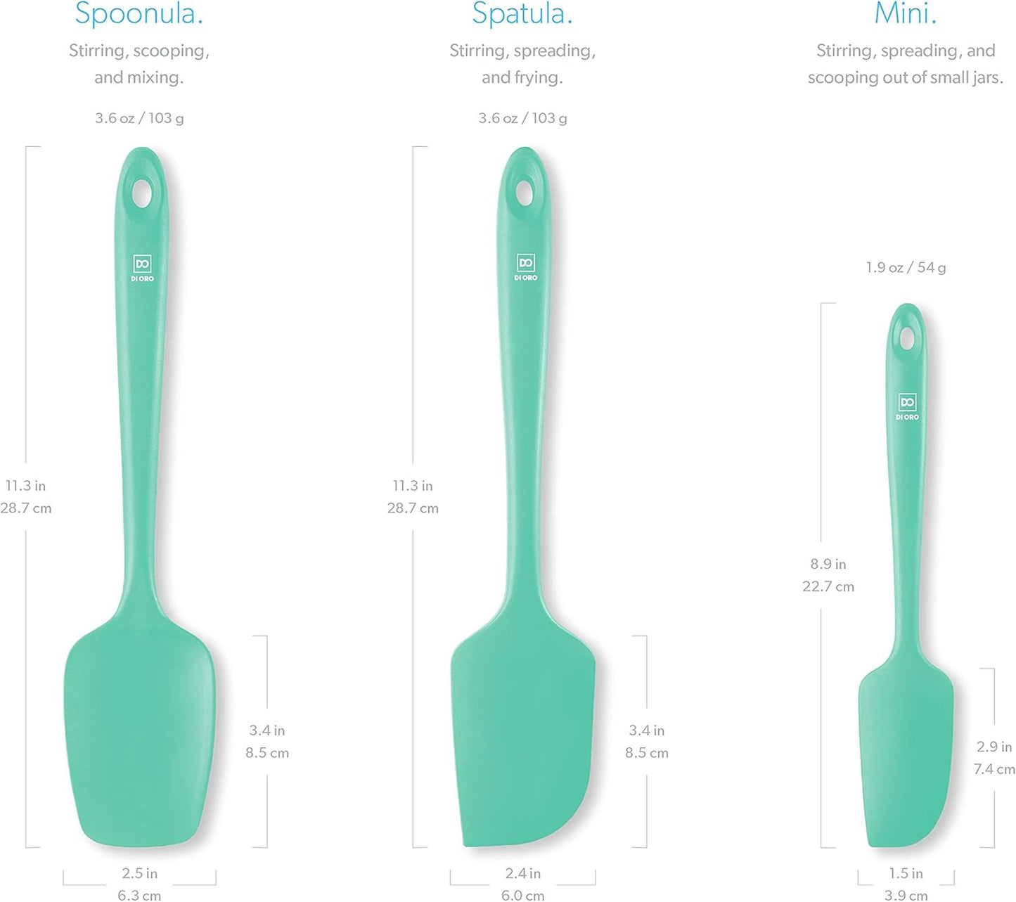 DI ORO Silicone Spatula Set - Rubber Kitchen Spatulas for Baking, Cooking, & Mixing - 600°F Heat-Resistant & BPA Free Silicone Scraper Spatulas for Nonstick Cookware - Dishwasher Safe (3pc, Stone)