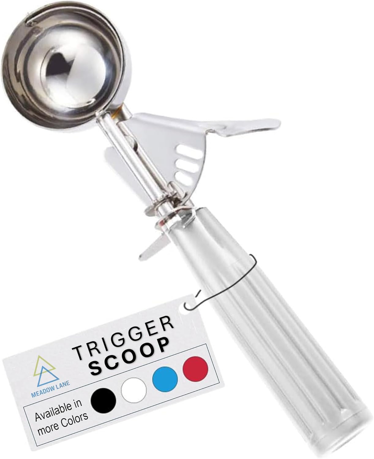 Meadow Lane Trigger Scoop - #24 Size (2-in Diameter) 2.7 Tbsp Capacity, Stainless Steel, Portion Control, Ice-cream & Cookie Dough Scoop, Black