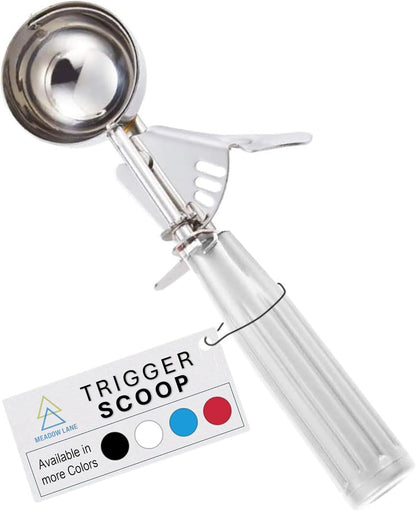 Meadow Lane Trigger Scoop - #24 Size (2-in Diameter) 2.7 Tbsp Capacity, Stainless Steel, Portion Control, Ice-cream & Cookie Dough Scoop, Black