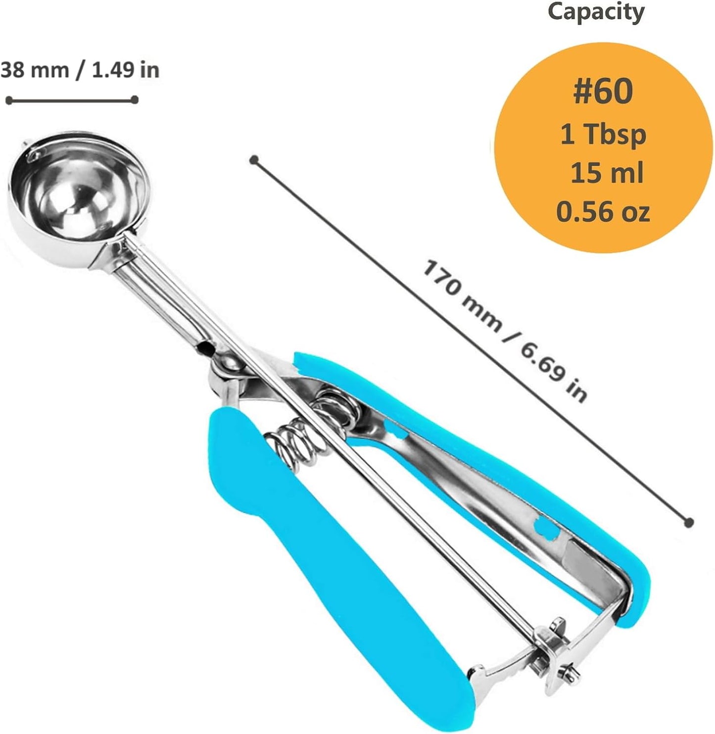 Cookie Scoop, Ice Cream Scoop, 1Tbsp/15 ml/0.5oz Cookie Scoops for Baking, 18/8 Stainless Steel Cookie Scooper for Baking, Ice Cream Scooper with Trigger Release, Cookie Dough Scoop with Non-slip Grip